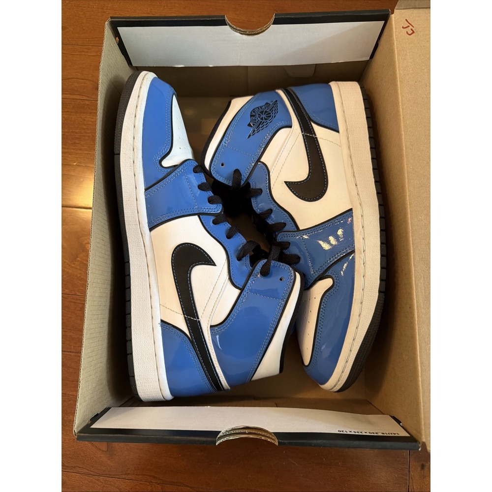 Air Jordan 1 SE Mid Signal Blue/Black/white Size 10 With Extra Laces - Picture 6 of 8